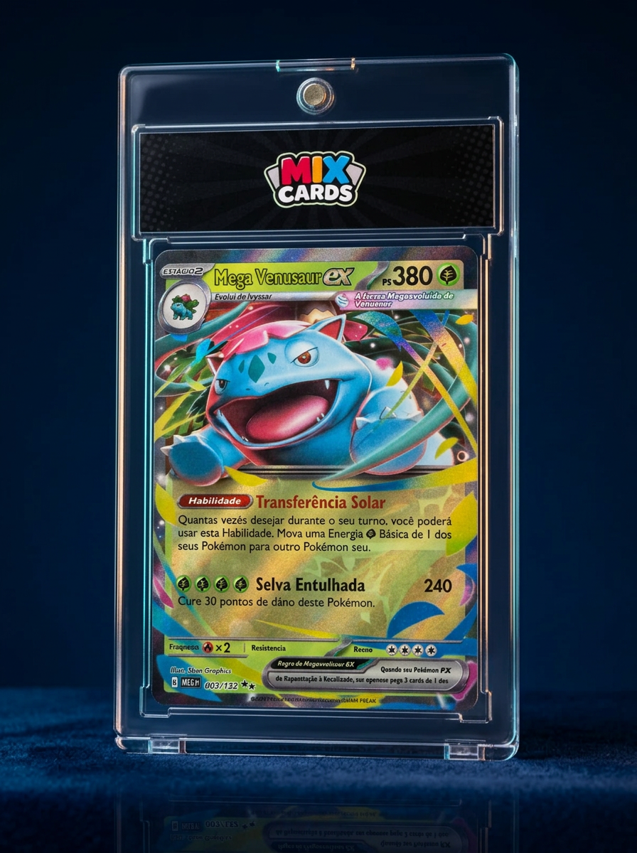 Card Mega Venusaur ex em case magnético MIX CARDS